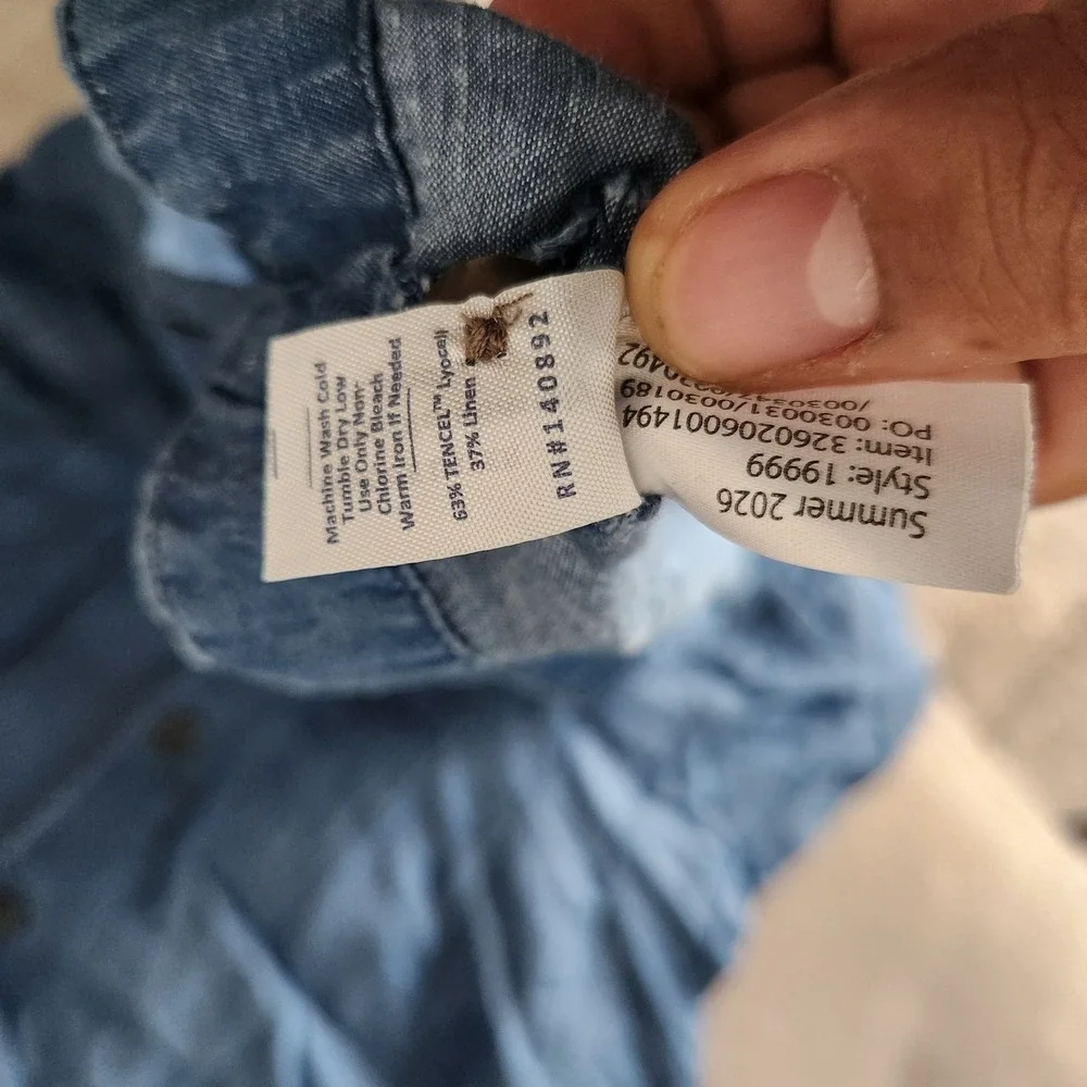 Marine Layer Blue Small Arden Mini Chambray Shirt Dress NWT Linen Blend